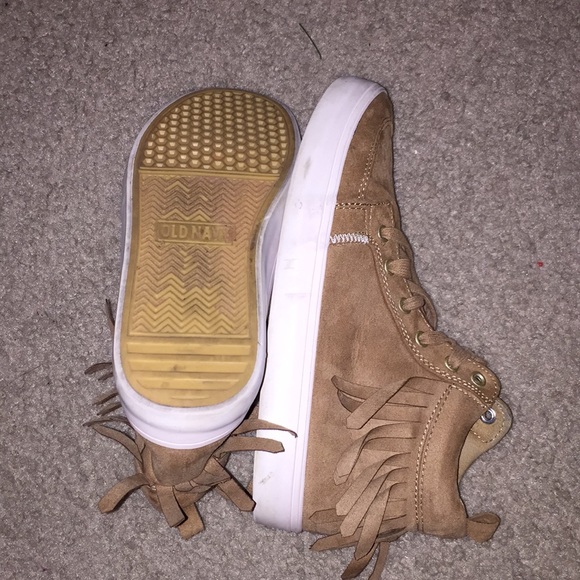 Slightly Worn Light Brown Hightop Shoes. - Picture 4 of 7